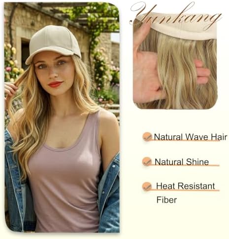 Hat Wig Beige Baseball Cap with Long Wavy Wig Layered Mix Blonde Hair - Image 5