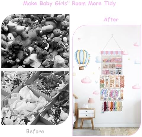 Bow Organizer for Girls Baby Headband Holder w/Sorted Mesh Pockets - Image 5
