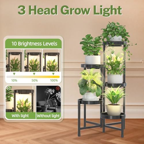 iDavosic.ly Plant Stand Indoor with Grow Lights, 5 Tier Metal Shelf, Black - Image 6