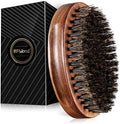 BFWood Boar Bristle Beard Brush - Black Wood Walnut Military Style, Men's Wooden Mustache Brush by BFWood