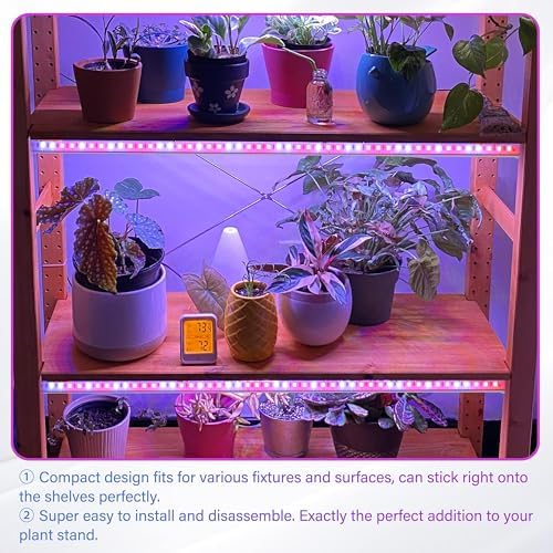 iPower 2Pack 20W LED Grow Lights with Full Spectrum Plant Growing Light Strips for Indoor Plant with Auto ON/Off 3/9/12H Timer, 10 Dimmable Levels 48 LEDs Per Tude, 2 Tubes, Red&Blue - Image 6