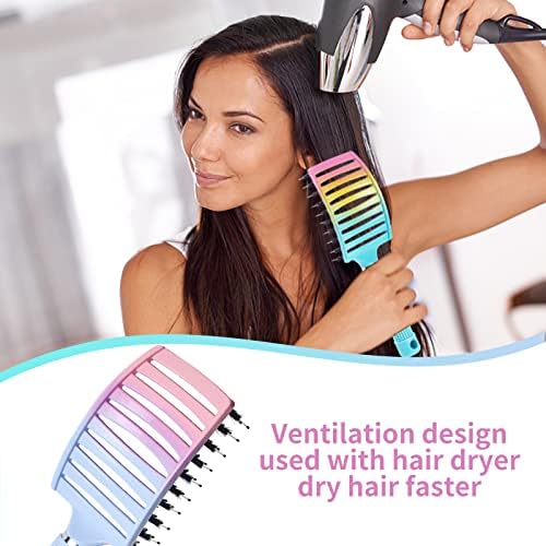 2 Pack Detangling Brush Getting Knots Out without Pain Adds Shine and Makes Hair Smooth,Detangler Boar Bristle Hair Brush for Adult & Kids Wet or Dry Hair(Green&Blue) - Image 4