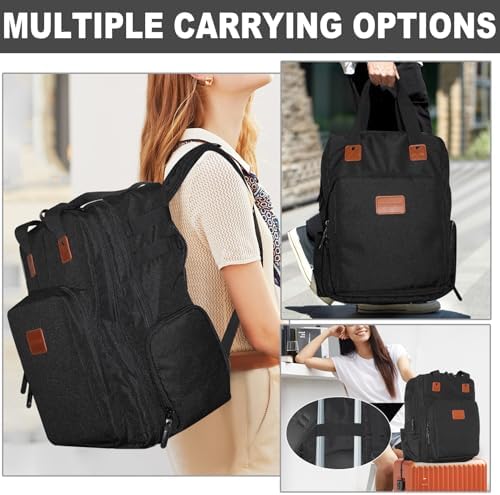 Barber Organizer Backpack for Clippers and Supplies, Water-Resistant Hairstylist Travel Bag with Adjustable Dividers, Cosmetology Bag with 3 Compartments, Fits 15-Inch Laptop - Image 3