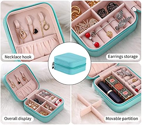 TRODANCE Mini Jewelry Travel Case, Small Jewelry Organizer, Portable Mini Storage Box for Rings, Earrings, Necklaces, Gift for Mother Mom, Girl, Daughter, Sisters, Bridesmaids (Blue-4pcs) - Image 7