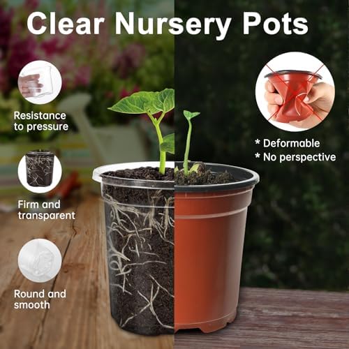 30 Pack Clear Nursery Plant Pots, 5 Inch with Drainage Holes, 20 Labels - Image 3