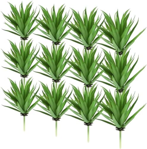 12 Pcs Artificial Succulents Unpotted Outdoor Agave Plants, Green by Jutom