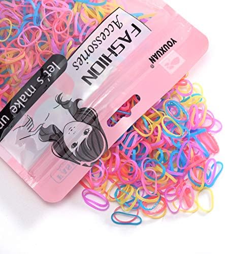 Youxuan Kids Elastics No Damage Colored Hair Bands Fashion Girls Hair Ties 1000 Count Small Size by YOUXUAN