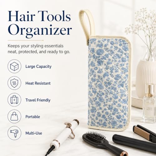 GISMTR Curling Iron Travel Bag Heat Resistant Hair Tools Organizer, Hot Tools Storage Case, Portable Hair Styling Tools Pouch for Curling Iron, Flat Iron, Straightener - Image 6
