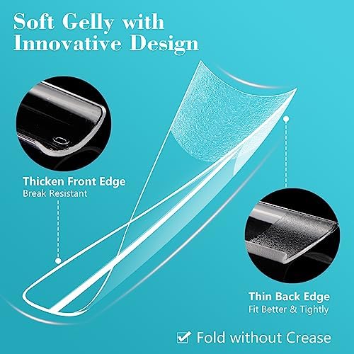 LIONVISON XL Square Nail Tips: 504PCS NO C Curve Clear Nail Tips - Image 4