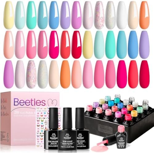 Beetles Gel Nail Polish Set With Base & Matte Top Coat Pastel Gel Polish by beetlesGelPolish