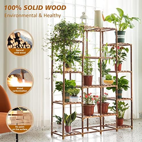 Plant Stand Indoor Outdoor, 14 Tiered Plant Shelf Wood Plant Rack - Image 2