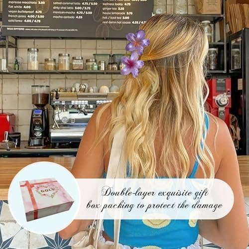 GQLV Flower Hair Claw Clips-4PCS Large Claw Clips for Thick/Thin Hair Claws,Strong Hold Nonslip Cute Hair Clips for Women Girls,Hawaiian Hair Accessories Holiday Gifts - Image 3