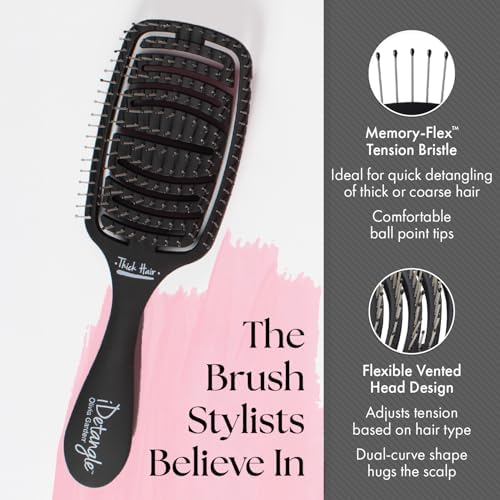 Olivia Garden iDetangle Brush for Wet and Dry Hair - Detangler Brush for Women and Men - Adjusts Tension by Hair Type - For Curly, Wavy or Straight - Flexible Vented Head - Image 5