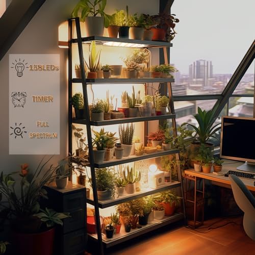 Grow Lights for Indoor Plants,Ultra-Thin Panel Grow Lamp,158LEDs Full Spectrum Grow Lights for Under Cabinet Plant, Grow Lamp with 3/9/12H Timer,10 Dimmable Levels for Plants Growing(2PCS) - Image 2