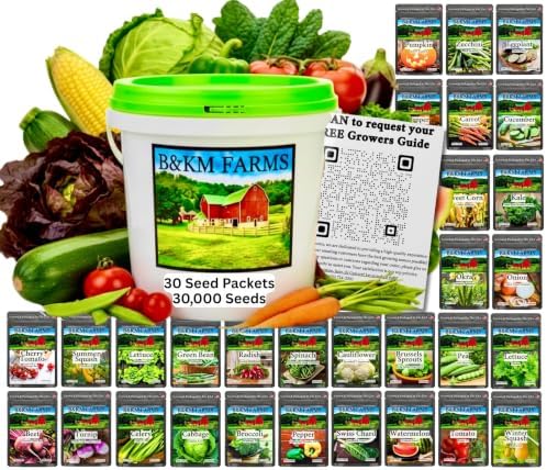 30,000+ Non-GMO Heirloom Seeds, 30 Fruit & Vegetable Varieties by BKMFarms