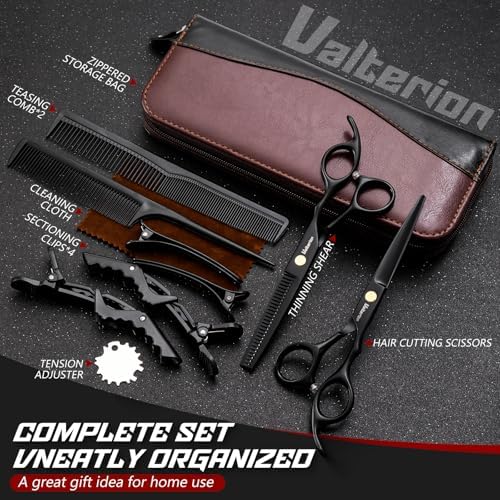 Hair Cutting Scissors Set,6.5" Hair Cutting Shears-Black - Image 5