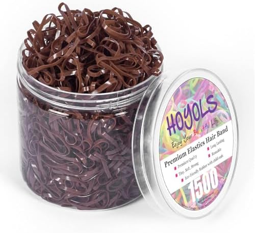 HOYOLS Brown Elastic Hair Ties, 1500 Pcs Mini Rubber Bands by HOYOLS