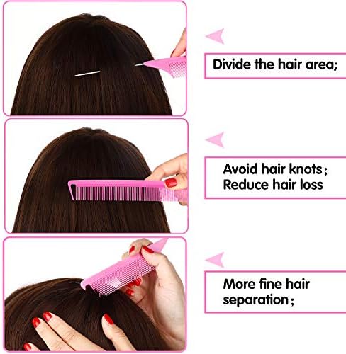 Patelai 6 Pcs Parting Combs Set Rat Tail Combs for Braiding, Hot Pink - Image 4