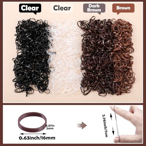 1500 Pcs Hair Bands in 4 Natural Colors - Rubber Hair Ties with Organizer Box and 6 Styling Tools for Women, Girls, Kids - Image 3