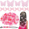 100PCS Small Pink Bows Gradient Hair Beads for Braids Embroidery Butterfly Hair Clips Loc Jewelry Acrylic Large Beads Cute Hair Accessories Dreadlock for Women and Girls by Arocooy
