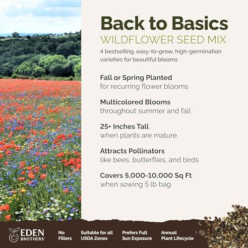 Eden Brothers Back to Basics Flower Mixed Seeds for Planting, 5 lb, 2,400,000+ Seeds with Cornflower Tall Blue, Corn Daisy, Attracts Pollinators, Plant in Spring or Fall, Zones 3, 4, 5, 6, 7, 8, 9, 10 - Image 2