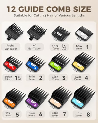 VGRPRO Clipper Guards, 12-Piece Color Coded Guide Combs for Most Clippers - Image 2