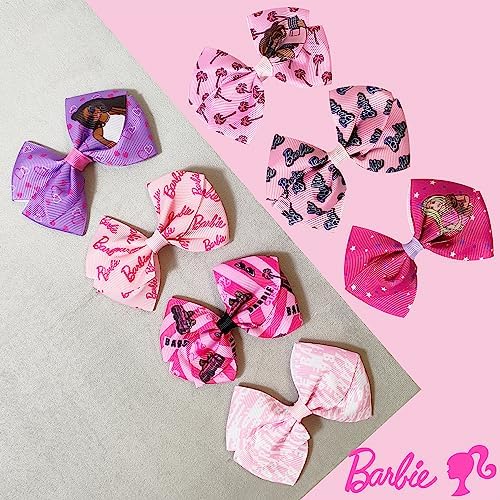 Luv Her Barbie Kids Bows - Hair Accessories Gift Set - Princess Hair Bows - 7 Pcs 4 Inch Bundle - Hair Bows for Girls - Barbie Hair clip - Alligator Clip - Ages 3 + - Image 5
