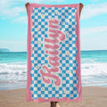 JML Personalized Beach Towel with Name, Custom Flower Beach Towel, Customized Microfiber Pool Towel, Quick Dry & Absorbent Swim Towel for Adult,Mother's Day, Birthday, Summer Holiday,Vacation by JML