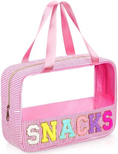 Sanwuta 1 Pcs Clear Seersucker Snacks Bag, Pink by Sanwuta