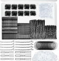 510PCS Black Bobby Pins Hair Pins Kit with Hair Net, YINGFENG Includes 100 Bobby Pins for Women, 100 U-Shaped Buns Hair Clips, 300 Hair Bands and 10 Black Hair Nets, Dance competition must haves by YINGFENG