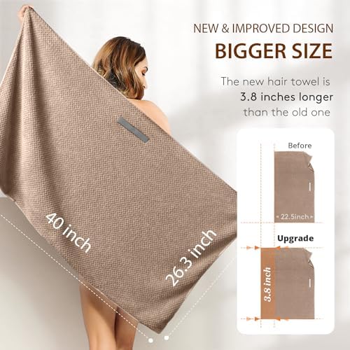 YFONG Large Microfiber Hair Towel Wrap for Women, 26" X 40" Super Absorbent - Image 5