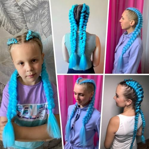Rave Hair Extensions 2 Pack Sky Blue Braid Ponytail Extension for Women - Image 5