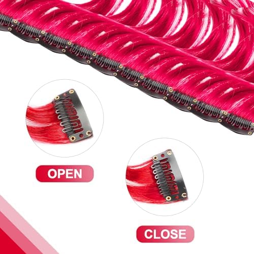 10 PCS Red Hair Extensions, Curly Wavy Clip-in Hair Accessories Gift - Image 6