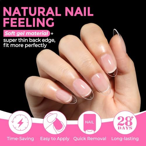 UNA GELLA Medium Oval Nail Tips 216pcs in 12 Sizes, Round Soft Gel Tips - Image 4