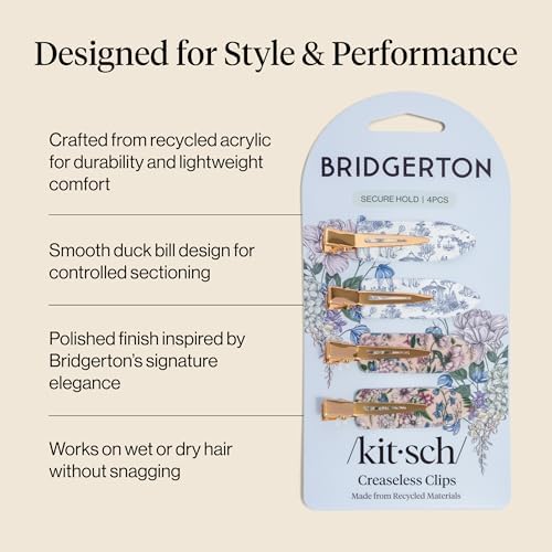 Bridgerton x Kitsch Creaseless Hair Clips for Women - Toile in Bloom, 4pcs - Image 4