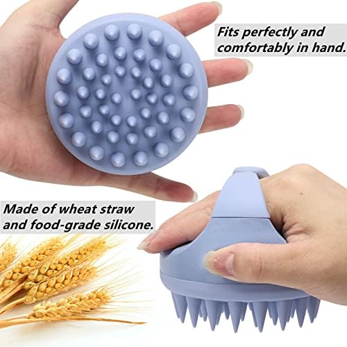 Silicone Hair Scalp Massager Shampoo Brush Scalp Scrubber Hair Washing Brush Exfoliating Brush Head Scrubber for Shower - Blue - Image 3