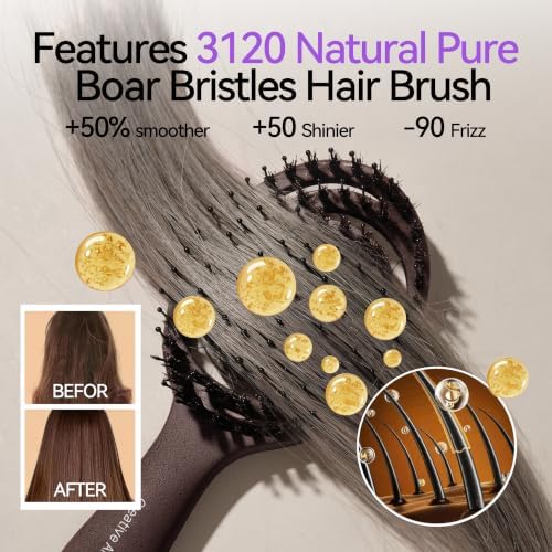 Travel Boar Bristle Hair Brush, Mini Small Pocket Hairbrush For Women Kids - Image 5
