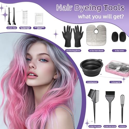 ROOHUA 14 Pcs Hair Dye Kit with Brush, Reusable Home Salon Color Hair Tools - Image 7