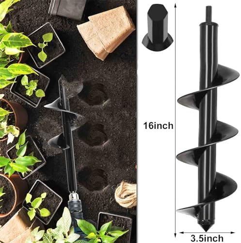 TCBWFY Garden Auger Drill Bit for Planting 1.6"x16.5"and 3.5"x16",Heavy Duty Bulb Planter Tool for Digging Holes,Compatible with 3/8" Hex Drive Drill - Image 2