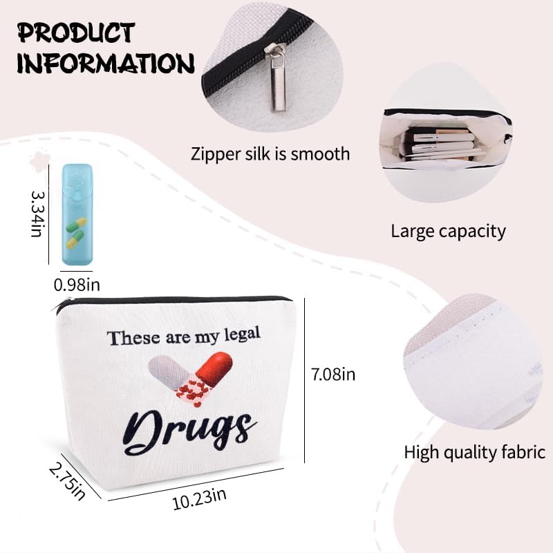 Funny Medicine Make Up Bag for Women Novelty Drug Gag Gift Pouch Fun Small Nurse Christmas Presents Birthday Retirement Gift for Doctor from Patient Zipper Pouches for Medical Supplies Pharmacist Bag - Image 5