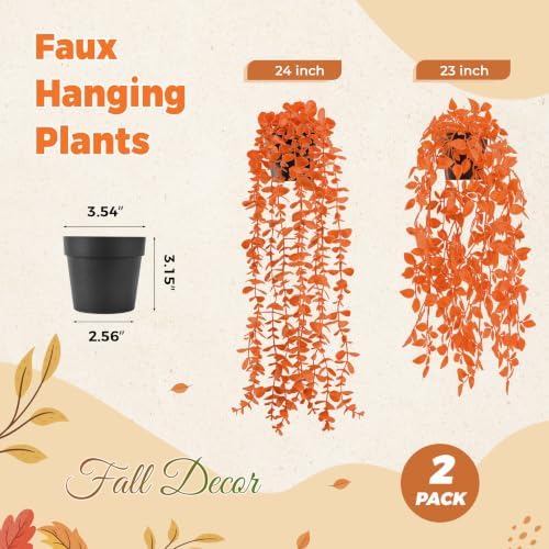 Der Rose 2Pcs Fake Fall Hanging Plants for Home Bathroom Wall Outdoor - Image 2