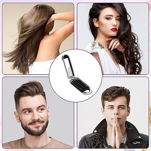 1 Pack Folding Compact Hair Brush with Mirror - Travel Pocket-Size Massage Comb for Hair Styling, Gym, Trips, and Purse (Removable Mirror) - Image 7