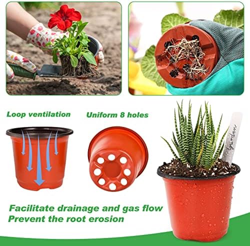 TDHDIKE 4" Small Plastic Plant Nursery Pots 100Pcs with Labels - Image 3