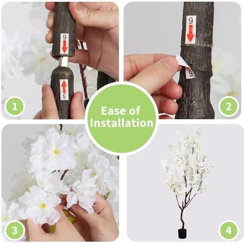 Faux White Cherry Blossom Tree 7ft(84in) Fake Cherry Sakura Plant - Image 4