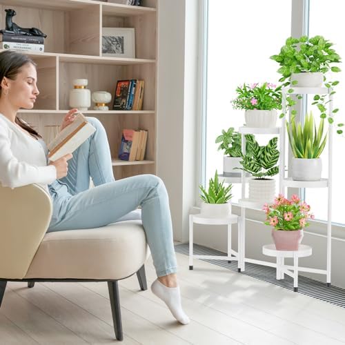 iDavosic.ly Plant Stand Indoor Outdoor, 8 Tier Metal Corner Shelf, White - Image 6