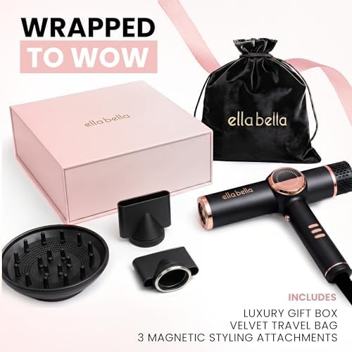 ELLA BELLA® Ionic Hair Dryer with Diffuser - Negative Ion Blow Dryer, Quiet - Image 6