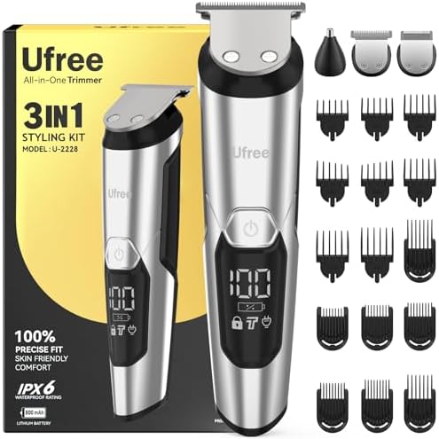 Ufree 3-in-1 Beard Trimmer for Men, IPX6 Waterproof Electric Razor Shaver by Ufree