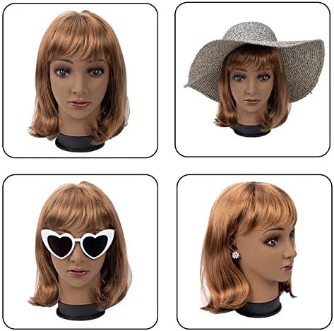 BHD BEAUTY Bald Mannequin Head Brown Female Professional Cosmetology for Wig Making, Display wigs, eyeglasses, hairs with T pins 22'' - Image 6