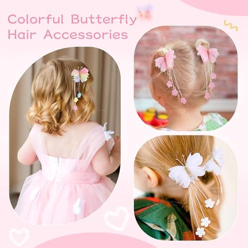 OAOLEER 6PCS Butterfly Hair Bows for Girls, Tulle Bows - Image 5