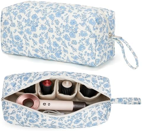 Travel Hair Tool Bag Compatible with Dyson Airwrap Carrying Case, Floral Portable Hair Dryer Bag Organizer by Ankick